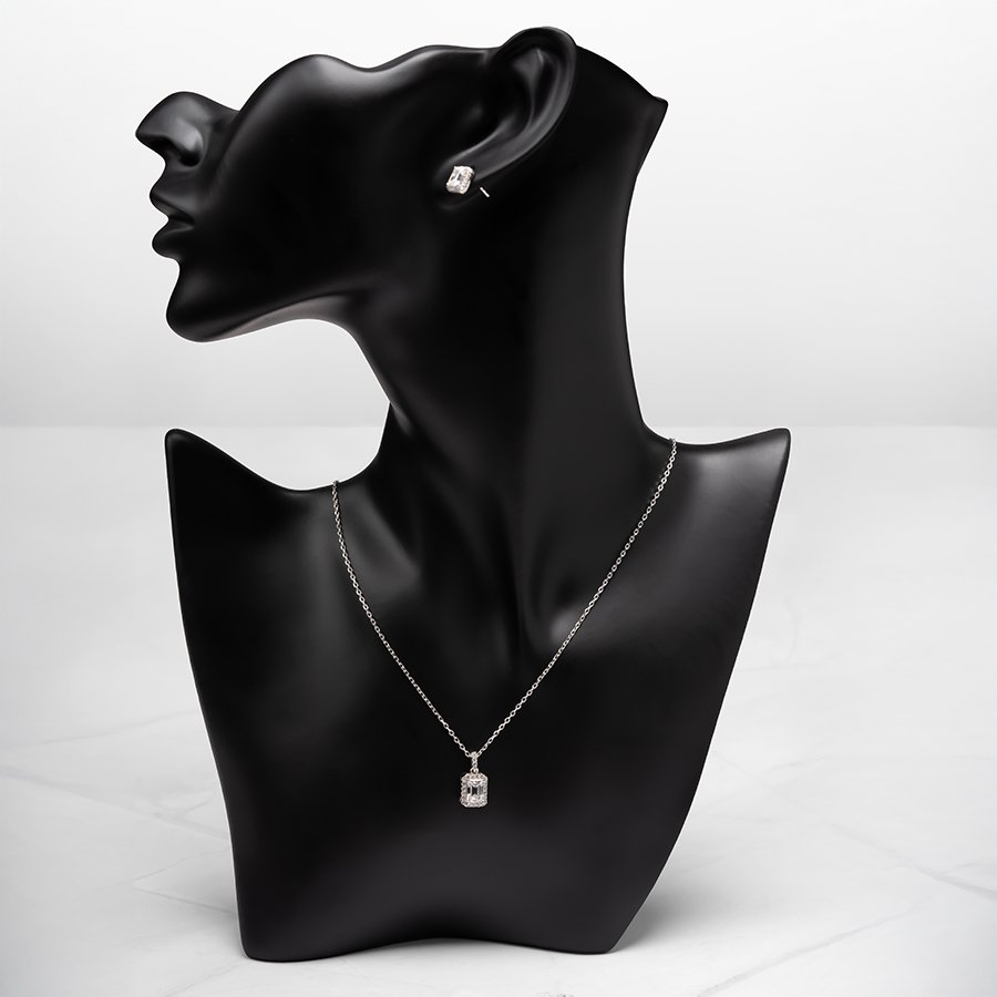 Exquisite Moissanite Geometric Necklace & Earrings