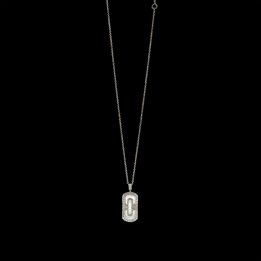 Fritillaria paper clip with Zircon main stone Radium plated necklace