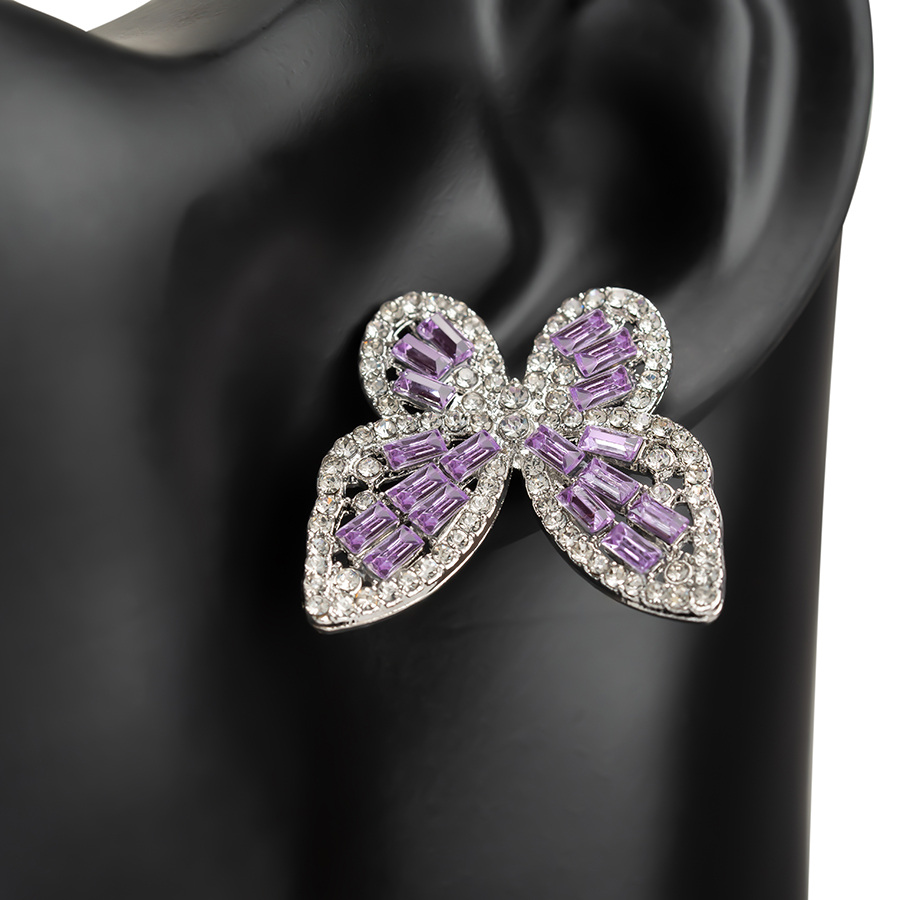 Purple and Silver Butterfly Earrings