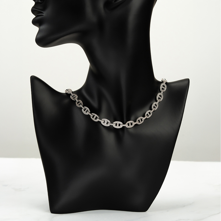 Evening dress necklace, plated in Radium with Zircon