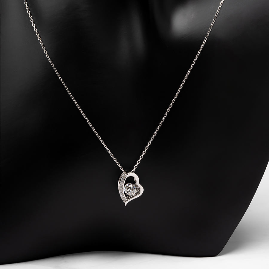 Romantic Moissanite Double Heart Necklace