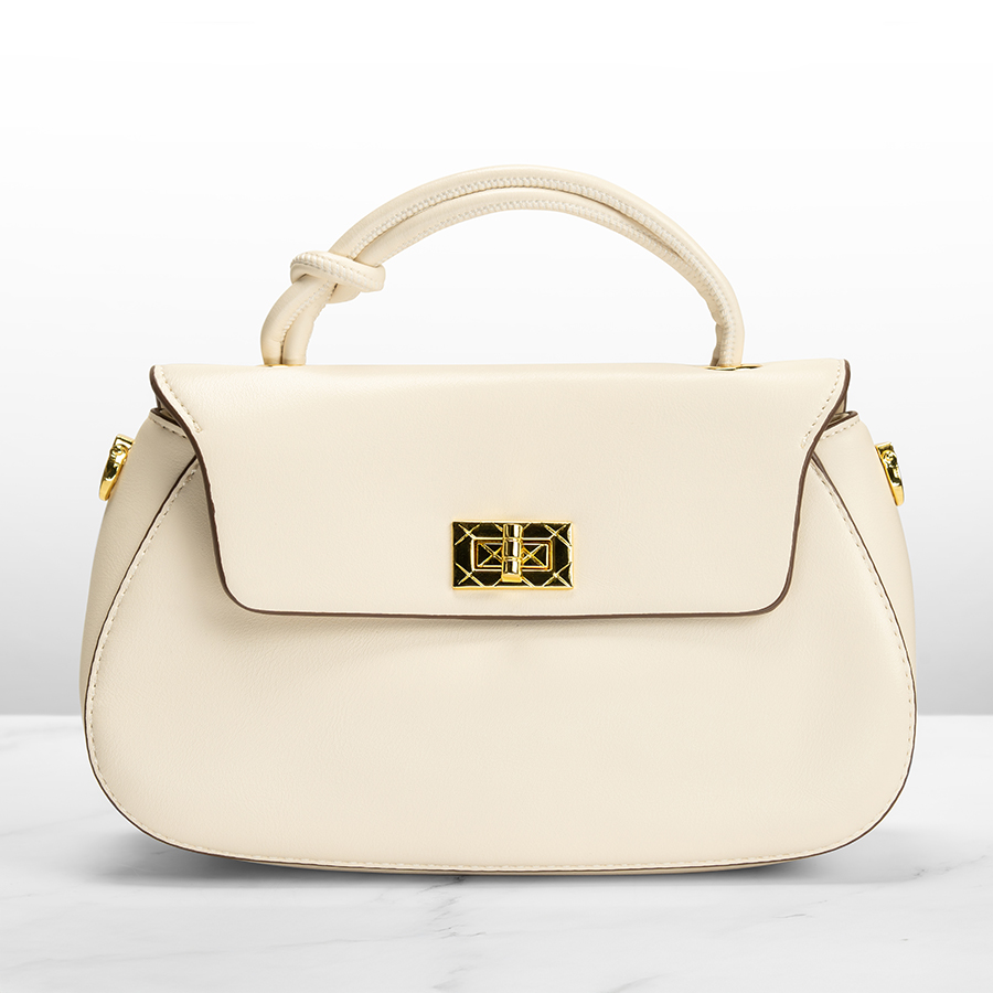 Tote bag light beige color in smooth leather