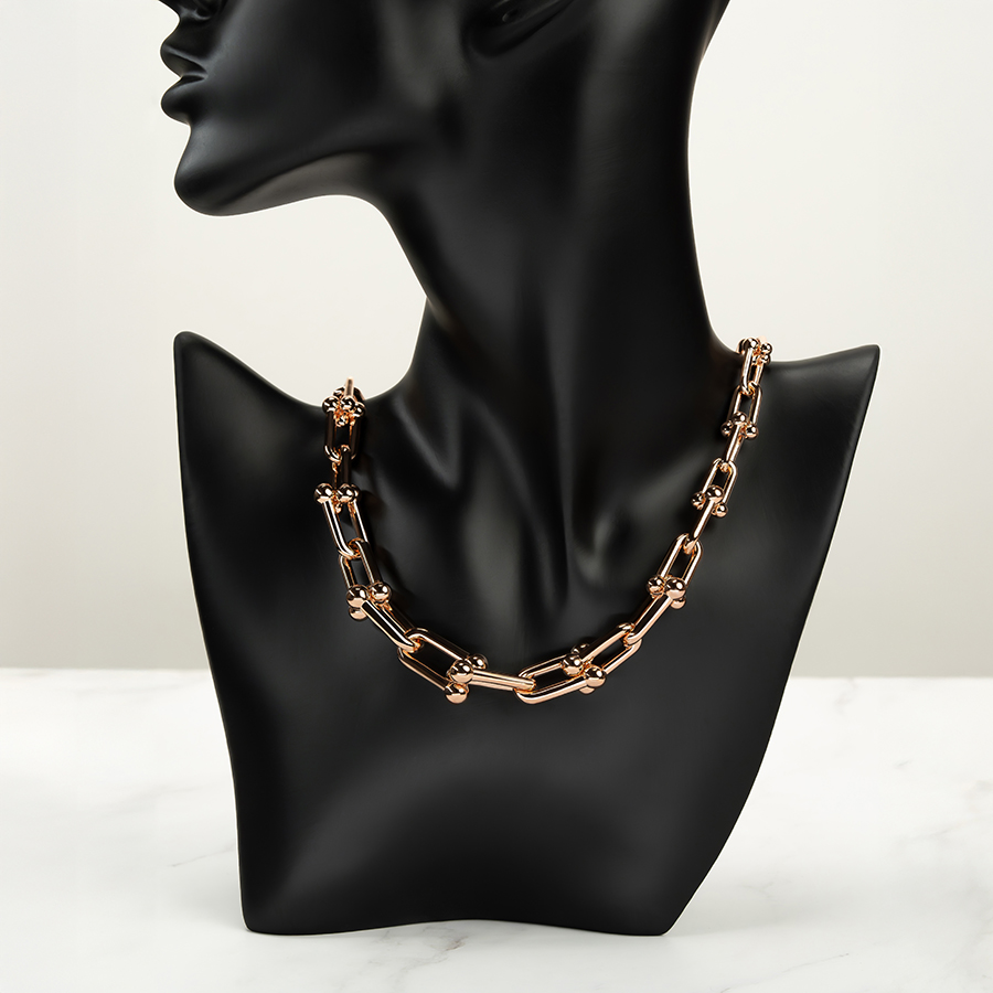 large handmade chain gold plated necklace