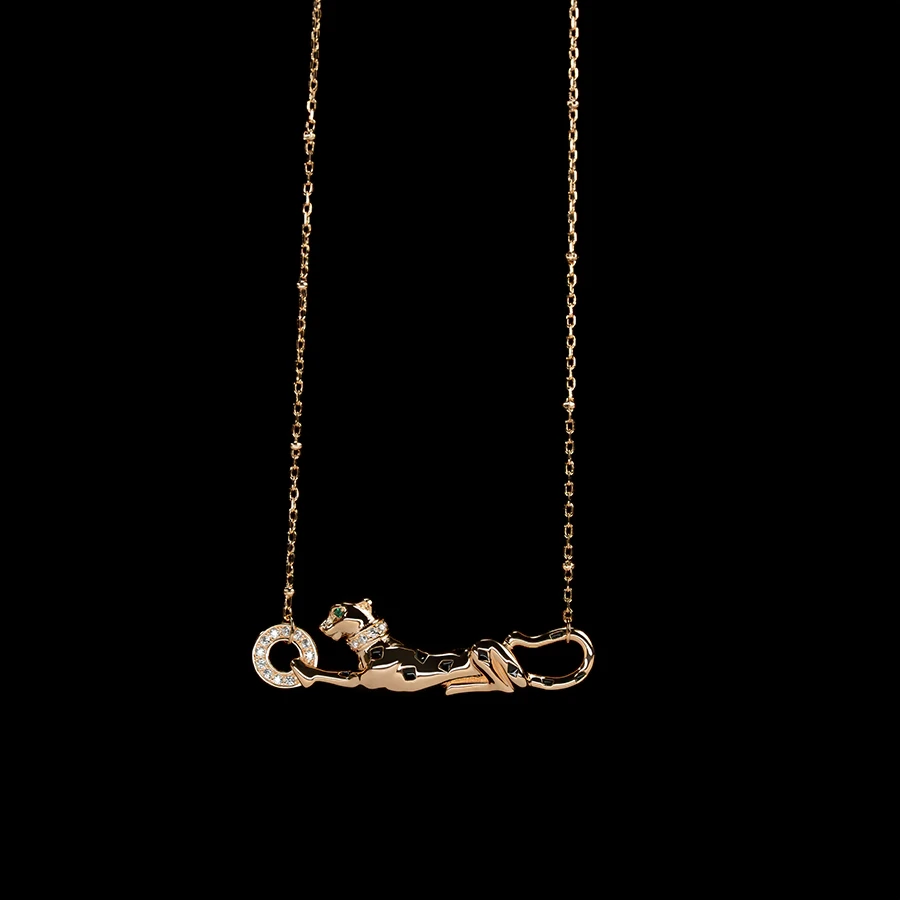 women’s black leopard 18K gold plated necklace