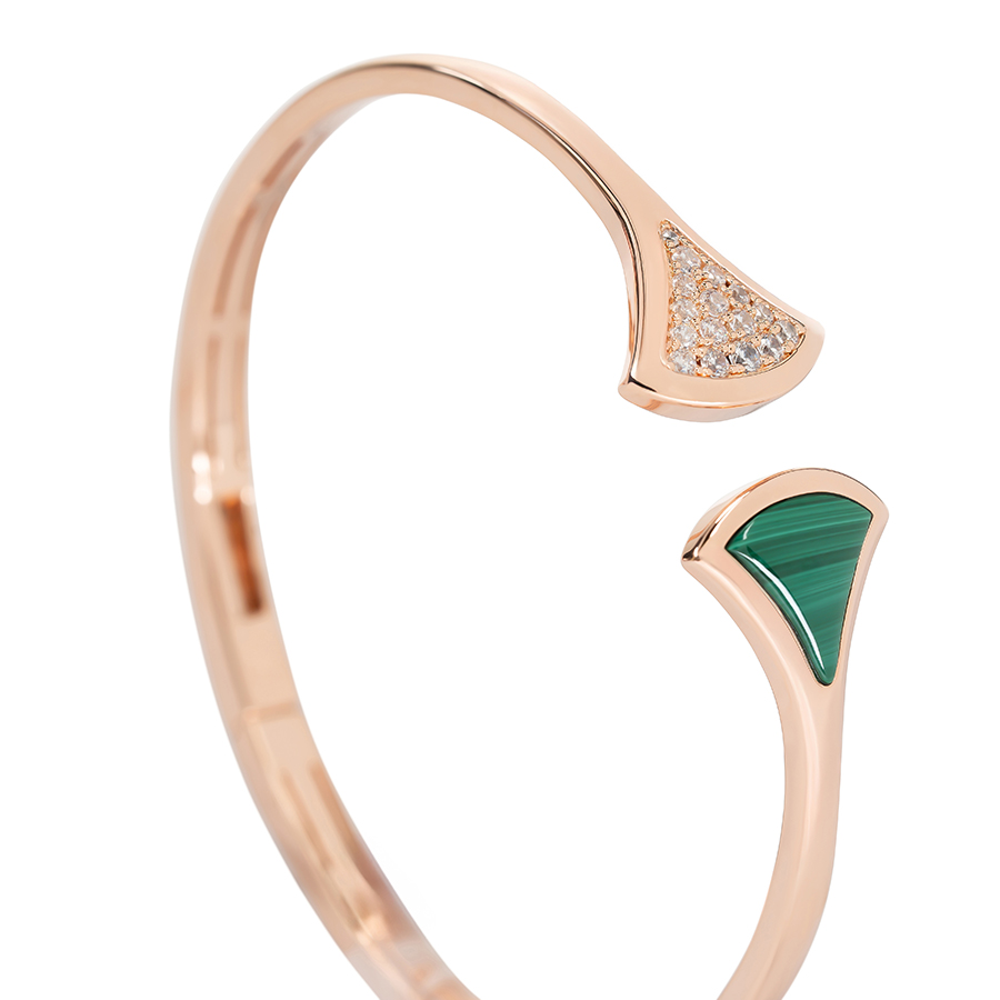 Green Cameo Grace 18K Gold plaed Bangle